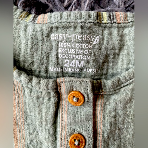 Easy Peasy Romper and Shorts. Sage Green/Burnt Orange. Romper-24M, Shorts-2T. - Picture 5 of 6